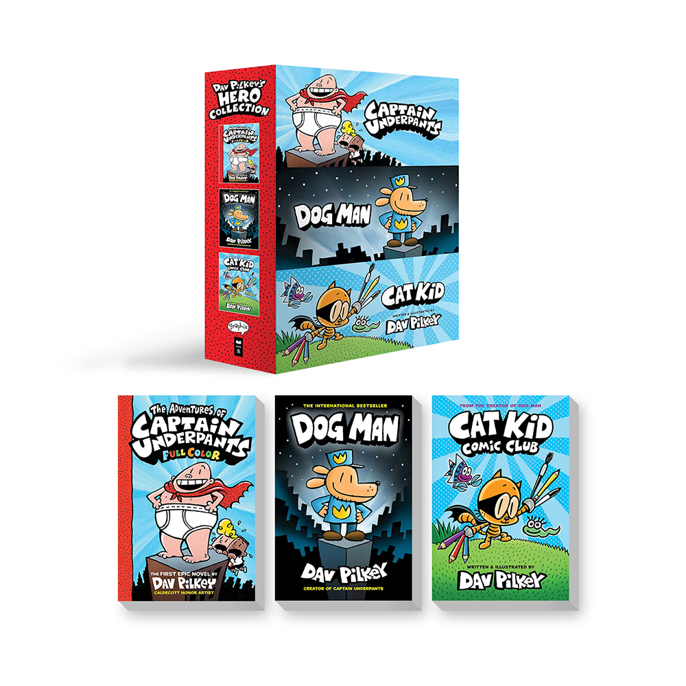 Dav Pilkey's Hero Collection (Captain Underpants #1, Dog Man #1, Cat Kid Comic Club #1)